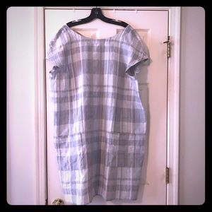Eileen Fisher Organic Linen Cotton Plaid Dress